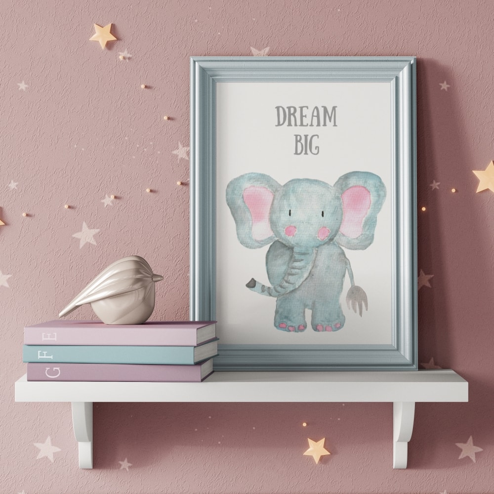 3er Set Kinderzimmer Babyzimmer Poster Bilder Affe, Schildkröte, Elefant | Poster