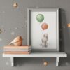 Babyzimmer Deko Wandposter Hase grau