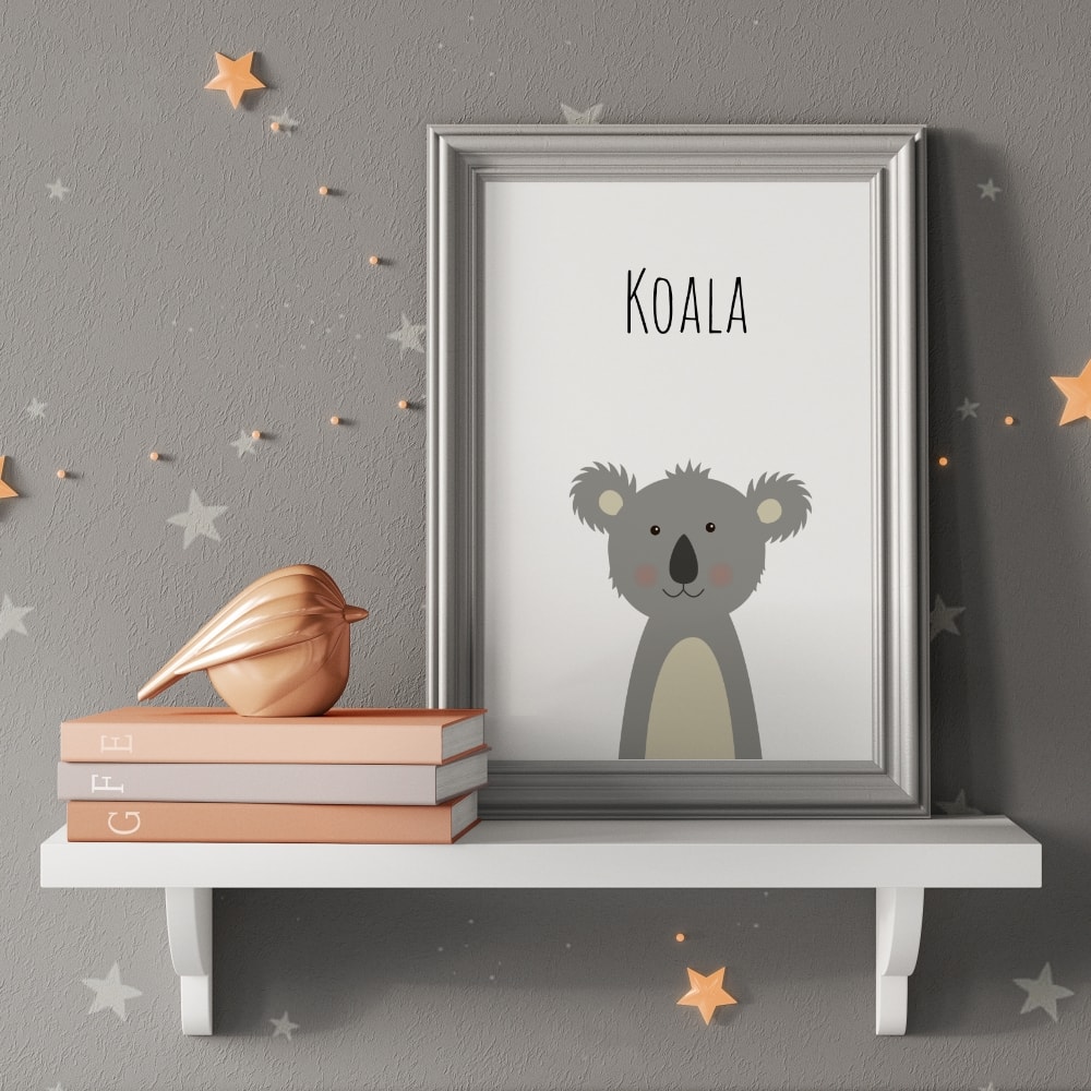 3er Set Kinderzimmer Babyzimmer Poster A4 Bilder Jaguar, Koala Affe