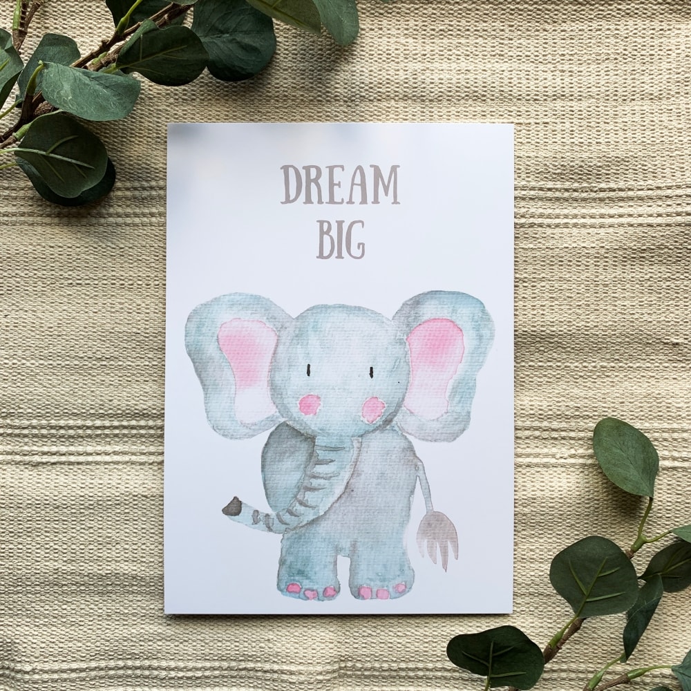 3er Set Elefant Affe, Babyzimmer Kinderzimmer Schildkröte, Bilder Poster