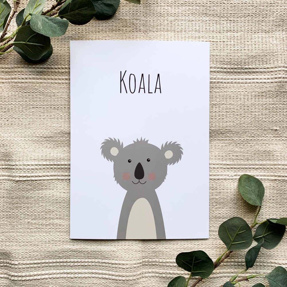 Babyzimmer A4 Kinderzimmer Affe, 3er Bilder Koala Set Poster Jaguar,