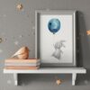 Poster Kinderzimmer Hase grau