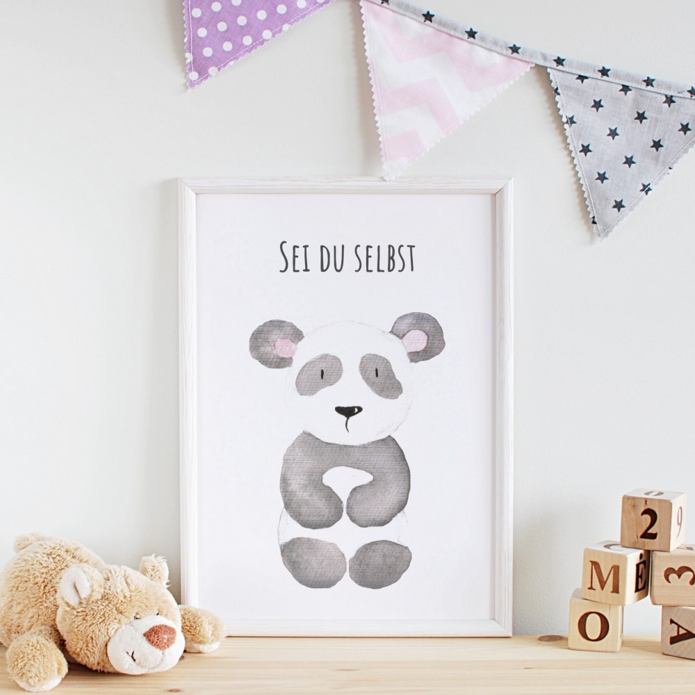 3er Set Kinderzimmer Babyzimmer Poster Panda, Nashorn Pinguin, Bilder