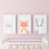 Poster-für-das-Kinderzimmer-Bär-Fuchs-Reg-Rosa