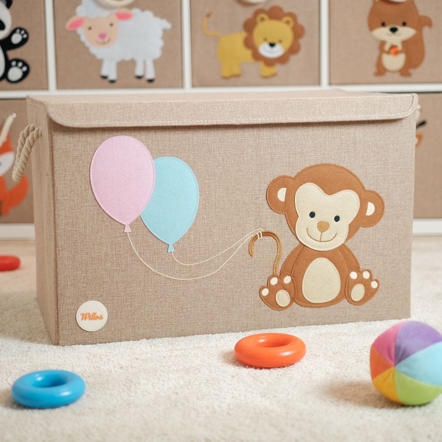 Aufbewahrungsbox & Kindermöbel Kinderzimmeraccessoires Kinderzimmer-Aufbewahrung Spielzeugbox Affe Baby & Kind Babyartikel Baby 